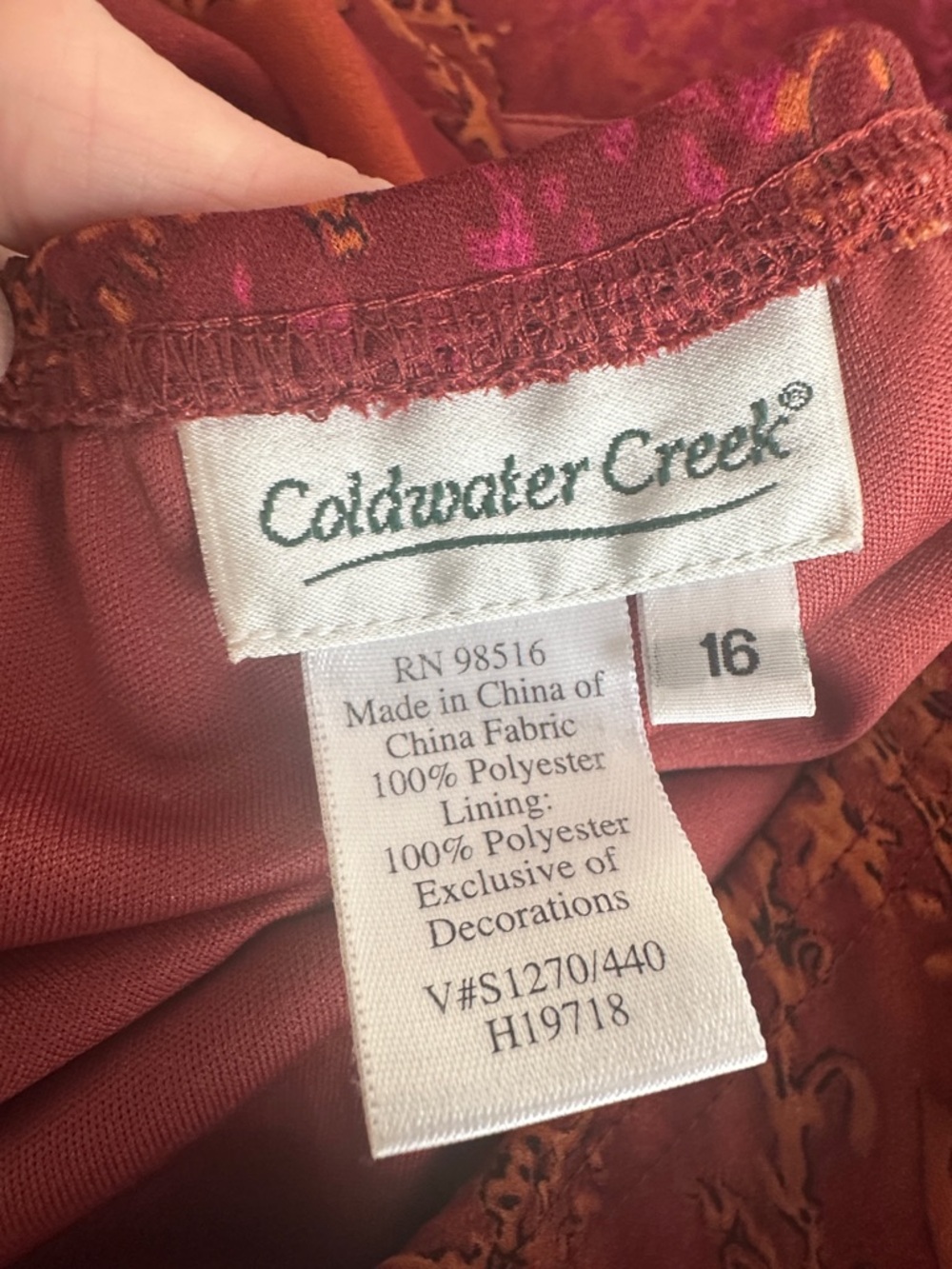 Coldwater Creek Paisley Rust 2pc Skirt Set Flowy Fall Fairy Forest Size 16 - Picture 6 of 6